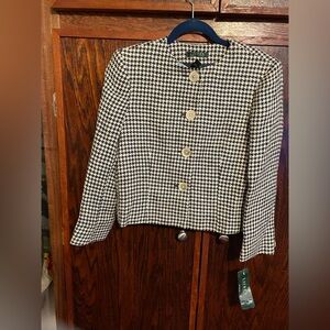 Lauren by Ralph Lauren Black and White Houndstooth and Women's Jacket Size 4